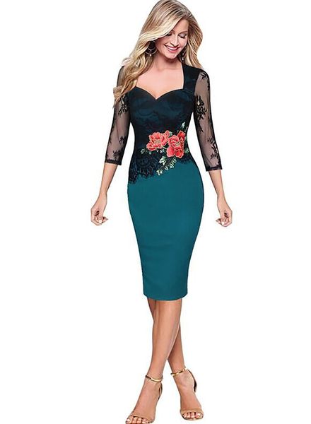 

Autumn Womens Lace Panelled Dress Sexy Womens V Neck Dresses Fashion Designer Womens Embroidery Dresses