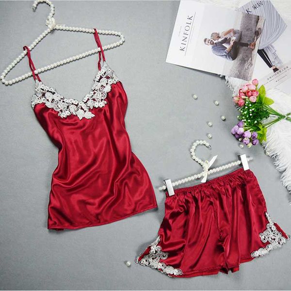 

summer women short sleep set spaghetti strap sleep + bottom 2pcs embroidery pajama set lounge sleepwear home clothing, Blue;gray