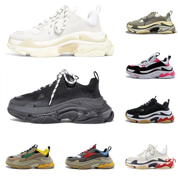 

2019 triple s men women designer shoes black white red grey fashion luxury sneakers old dad shoe