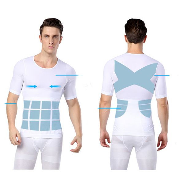 

male body shaper man waist trainer corset slimming belly bodybuilding shirts control tummy posture corrector shapers, Black;brown