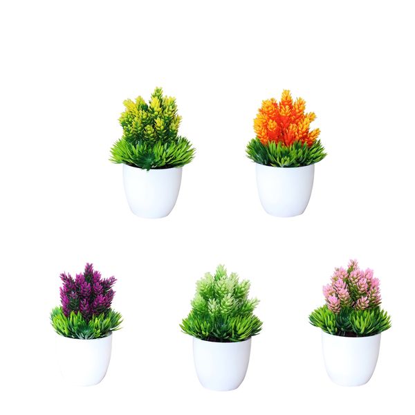 

5pcs simulation plastic mini potted plants fake plants for office decoration