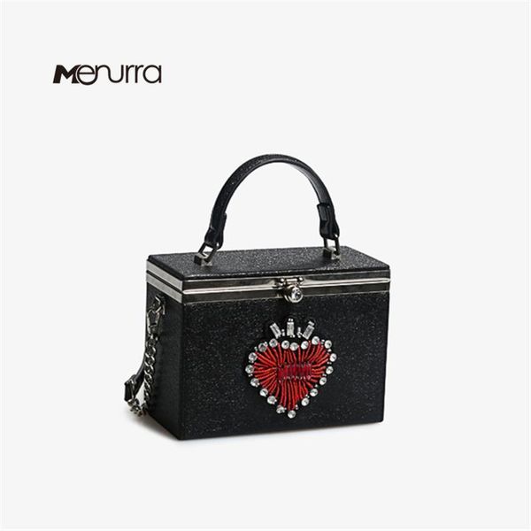 

bag diamond clutch heart shoulder fashion box women's bag relief handbag party banquet purse evening designer hntug, Red;black
