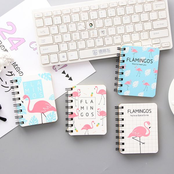 

1pc creative cute cartoon animal loose leaf flamingo book mini portable notebook pocket notepad, Purple;pink