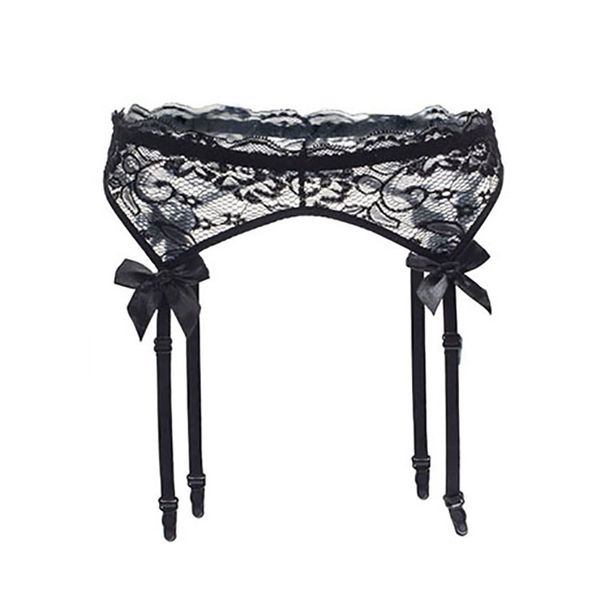 

4colors lace bow jacquard ultra-thin anti-slip buckle women lingerie garters belt for stockings, Black;white