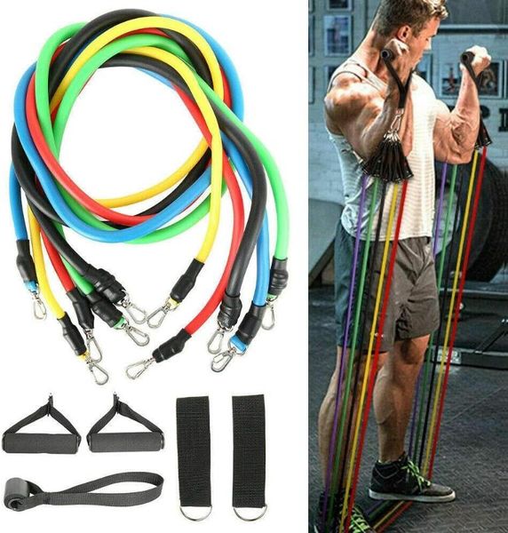 

11pcs/set resistance bands set pull up latex tubes pedal excerciser body training yoga workout fitness equipment bodybuilding