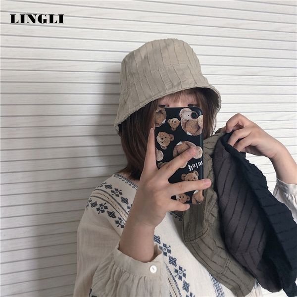 

cotton breathable fisherman simple solid bucket color vertical stripe bucket hat sunshade basin hat, Blue;gray