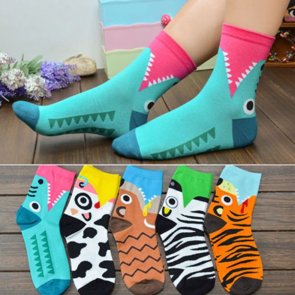 

Newly Women Men Girls Boys Cotton Cartoon Animal Print Novelty Casual Warm Socks Mid-calf Length Socks With Five Style