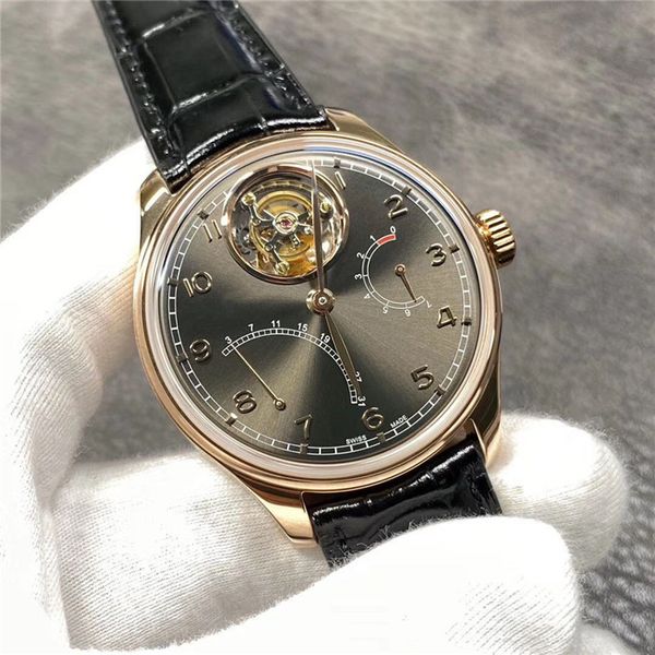 

yl factory real tourado automatic mechanical movement cal.51900 table by 44.2mm18k rose gold double-sided anti-reflective convex sapphire gl, Slivery;brown