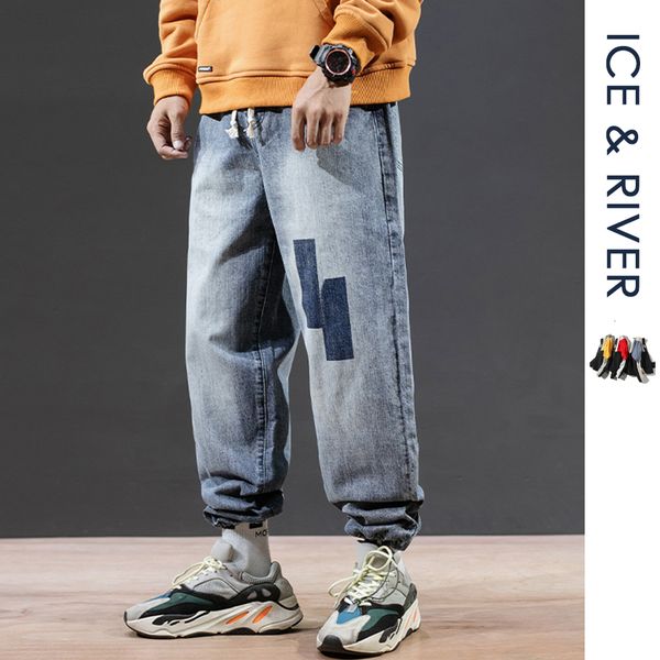 

men 2019 autumn streetwear fashion casual jeans denim pants men hip hop loose fit vintage cotton pants trousers plus size, Blue