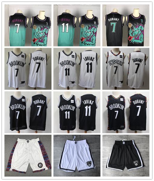 

2019 mens 11 kyrie irving brooklyn 7 kevin durant black white grey #13;nets basketball jerseys2, Black;red