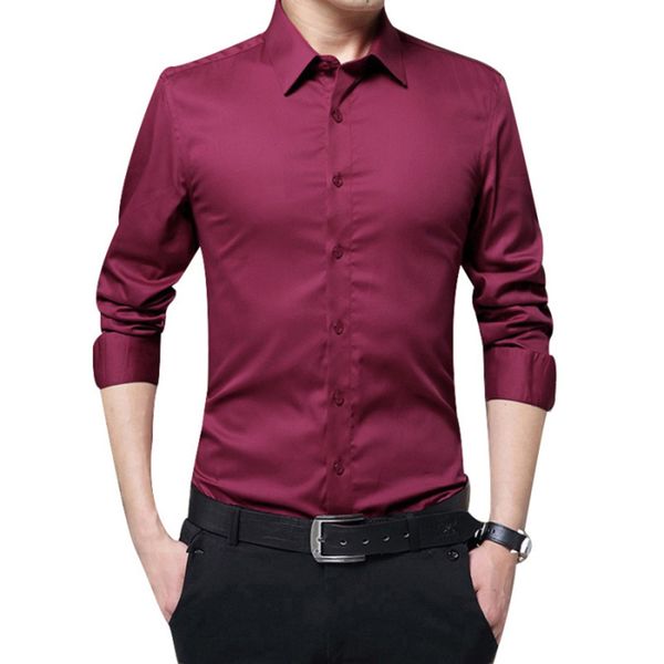 Luva de moda vestido longo Shirts Primavera 2020 e Outono Nova Men cor sólida shirt Casual Magro europeus e americanos