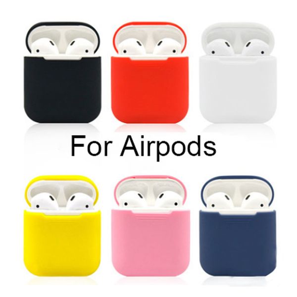 

portable silicone skin shockproof for apple airpods skins airpod accessories protective cover red earphone air pods case replacement i7