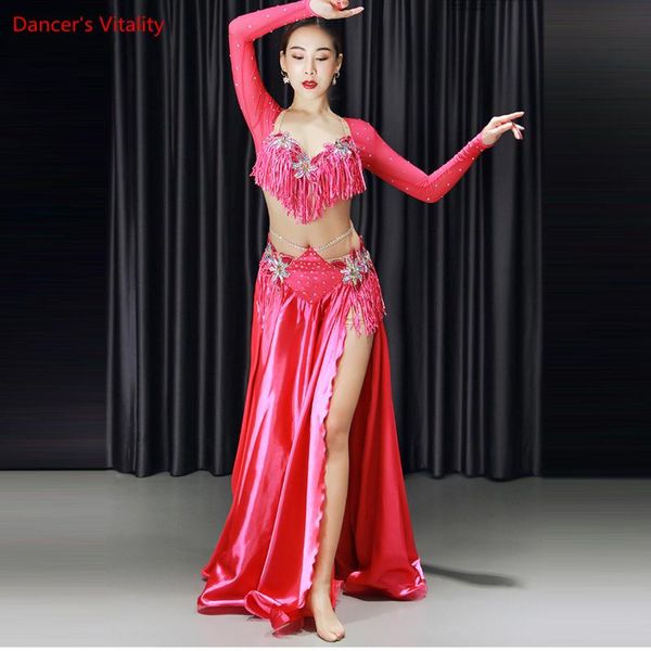 

stage wear women oriental dance costumes bellydance hip scarf carnaval belly bra long skirt set performance clothes sexy, Black;red