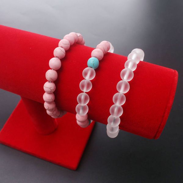 

3pcs/set distance bracelet classic natural stone white pink beaded bracelets for women friend, Black