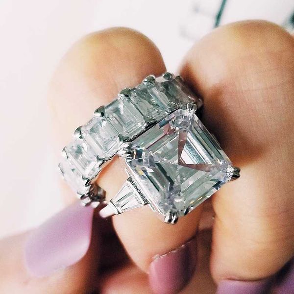 

moonso стерлингового серебра 925 кольца для женщин 2 ct кольца 2-pc принцесса вырезать свадебные обручальные ювелирные изделия кольцо набор, Golden;silver