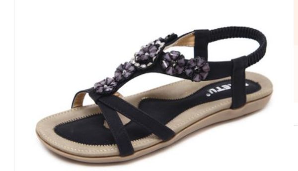 

2019 women's sandals in summer with new style flat bottom@69, Black