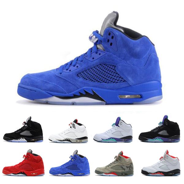

2019 5s blue red suede cdp mens basketball shoes black metallic 3m reflect grape oreo white cement sports trainers designer shoes size 13
