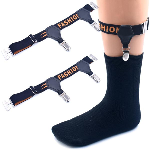 

adjustable sock garters for men double clip sock suspenders men's fashion accessories, Black;white