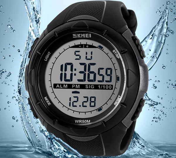 

мужские спортивные часы 2019 skmei цифровые наручные часы reloj hombre большой циферблат противоударный водонепроницаемые часы мужской, Slivery;brown