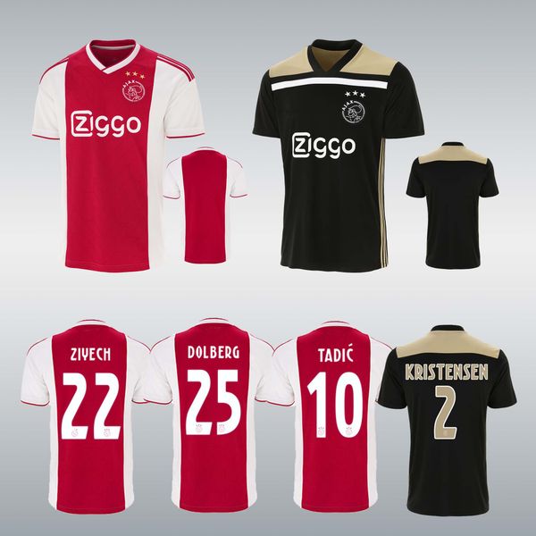 

AJAX jerseys Top Eight in Football League 2 KRISTENSEN 10 TADIC 22 ZIYECH 3 VELTMAN 4 DE LIGT 2019 Football uniforms jerseys