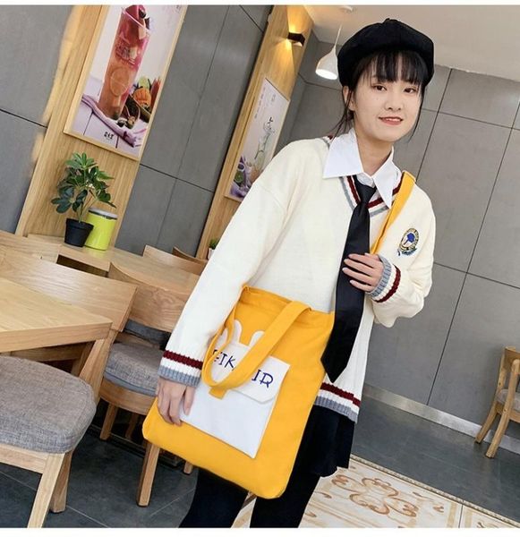 

2020 весной новый крупнотоннажный холст плечо сумка мультфильм холст сумка студент портфель