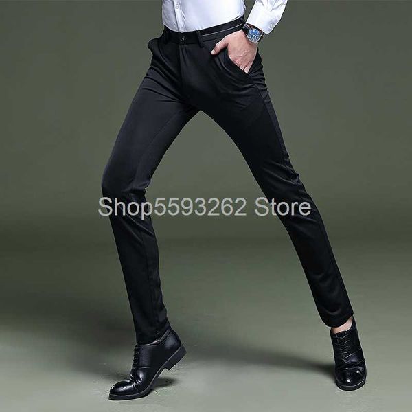 

summer 2020 high-end loose business casual pants men's straight elastic high waist non-iron men's casual trousers, White;black