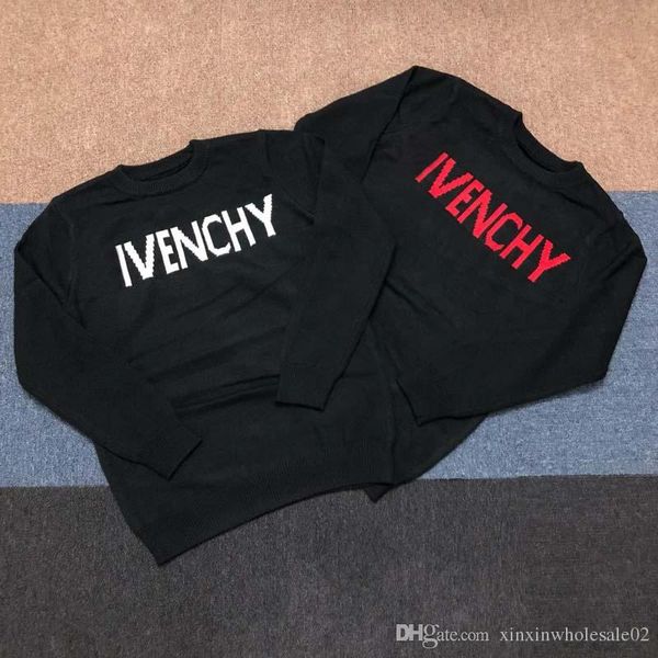 

2019 19ss mens designer sweaters autumn paris letters print pullover crew neck long sleeve real label tag news, White;black