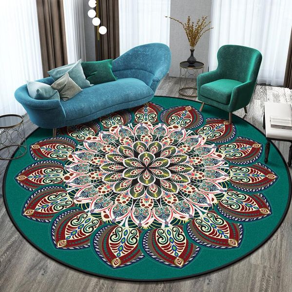 

carpet coral velvet computer chair floor mat mandala printed round carpet for children bedroom play tent area rug round