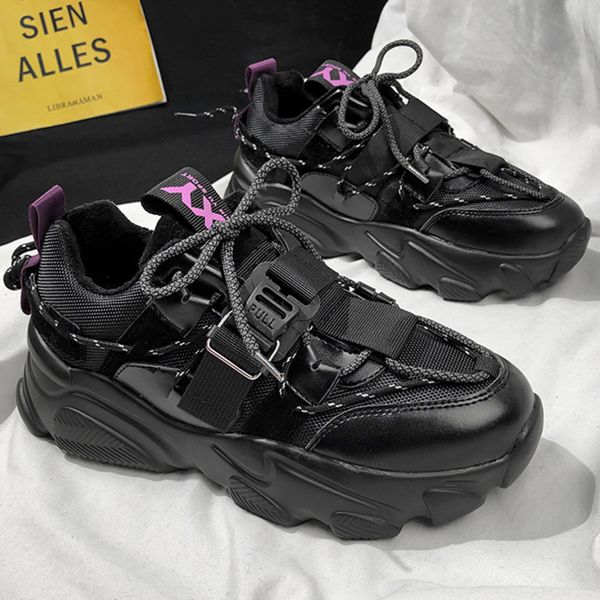 

2020 spring luxury black платформа клин свободный дизайнер lace-up обувь для женщин flock кроссовки y200424