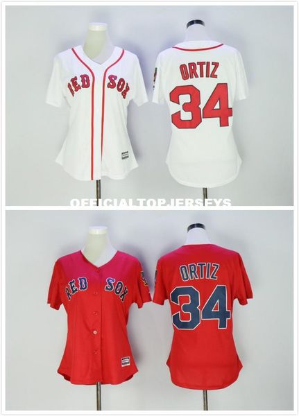 

women 34 david ortiz jersey red white, Black;blue