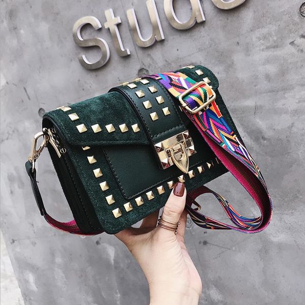 

women's bag 2020 new fashion small square bag with rivets fairy versatile one shoulder handbag messenger bags