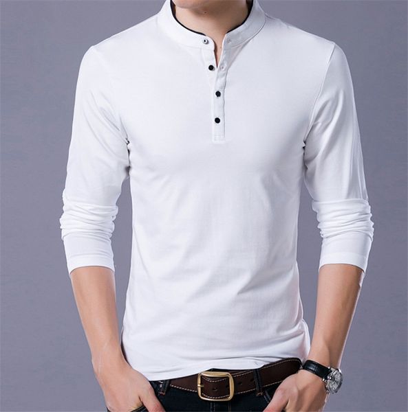 

модельер мужские polo весна длинным рукавом хлопок поло повседневный solid colors сыпучие tops, White;black