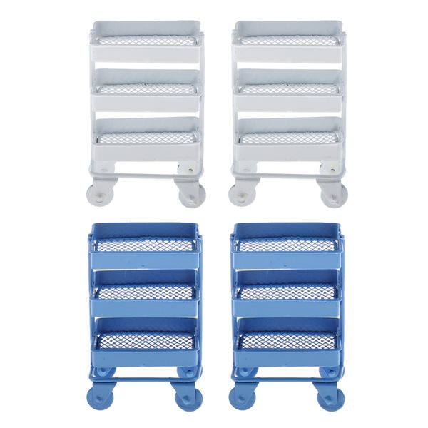 

4pcs 1/12 metal storage shelf & wheels doll house furniture accessory
