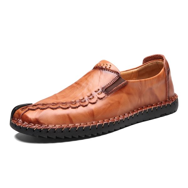 

men's casual shoes loafers mens shoes handmade leather genuine man flats moccasins comfortable designer shoes high quality, Black