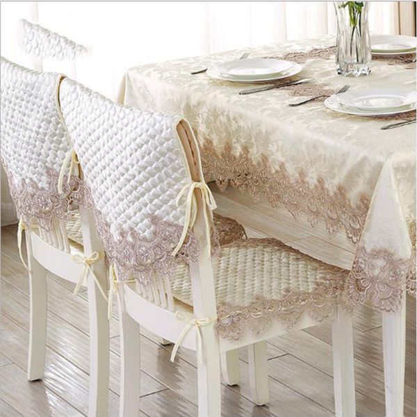 

european style office chair cover back cushion pad table home decoration lace fabric chair back beige anti-skid cover