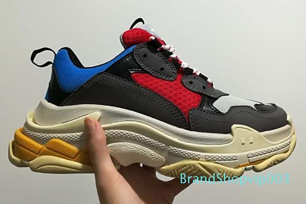 

unveils new triple-s 17fw casual shoe man woman mixed colors thick heel grandpa casual shoes 35, Black