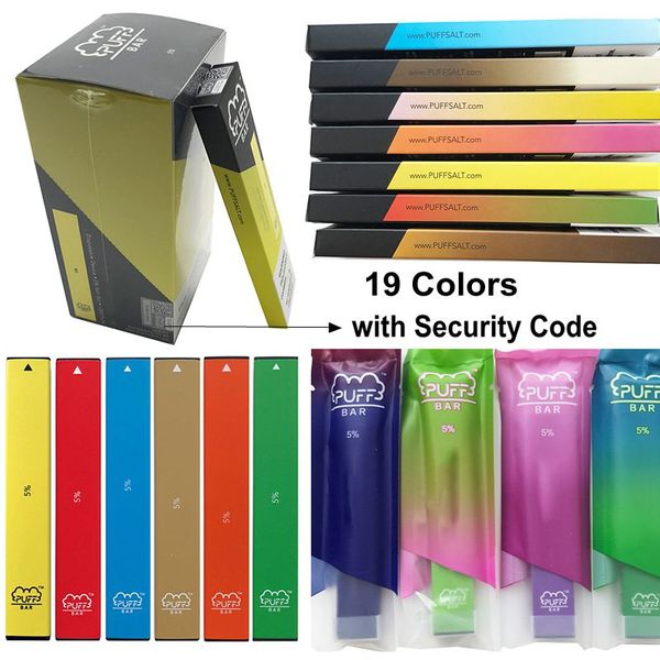 

Новые Популярные Puff Бар Одноразовые устройства Бобы Vape Ручки Puff Батончики Пустые Стартовые наборы Картриджи 1,3 мл Тележки 280mAh батареи 19 цветов Puffbar