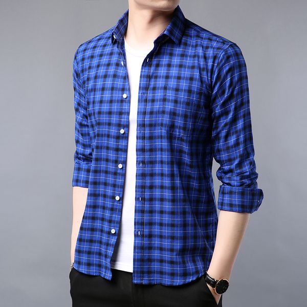 

men long sleeve shirt slim fit 2019 spring new business style casual male shirts c017, White;black