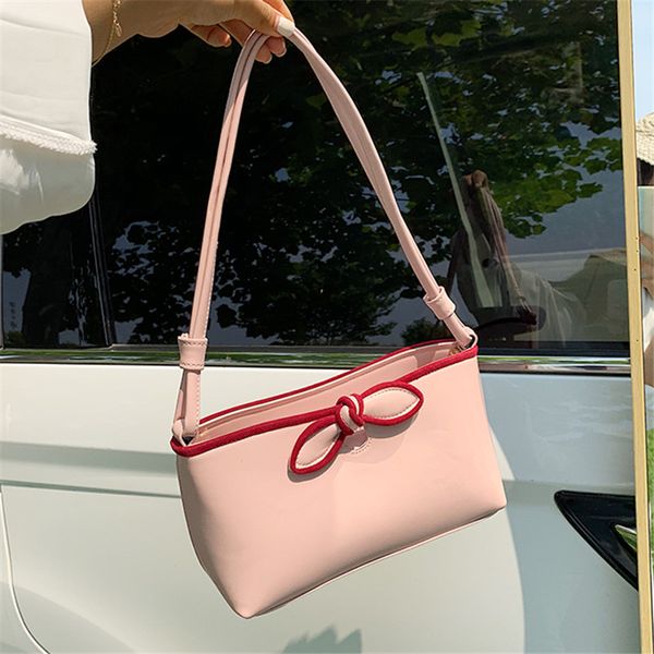 

women's bow shoulder bags fashion ladies handbags pu leather street casual solid zipper shoulder bag new ladies underarm bags