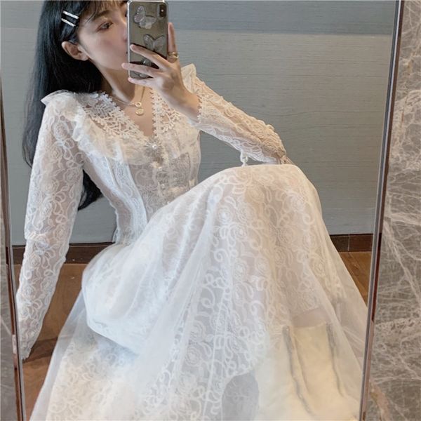 

2020 осень новых французского ретро суд стиль lace top mesh юбка супер фея дамский костюм женщины, Black;pink