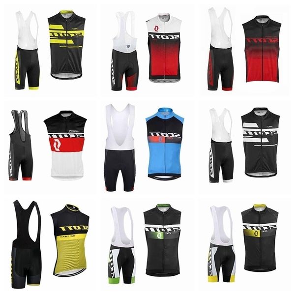 

2019 pro team scott racing cycling comfortable sleeveless jersey vest bib shorts breathable sets hight quality 60433, Black;red