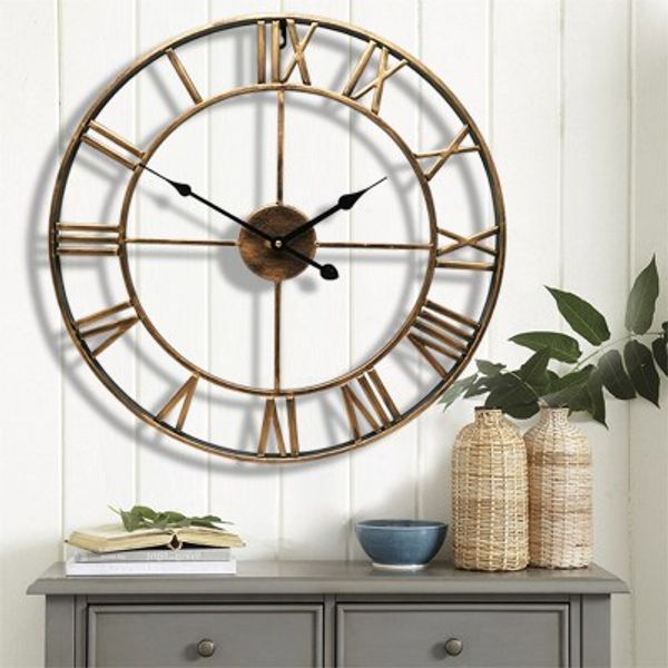

80cm north europe brief creative wall clock roman numerals retro iron watches antique klok wedding decorations wall clocks