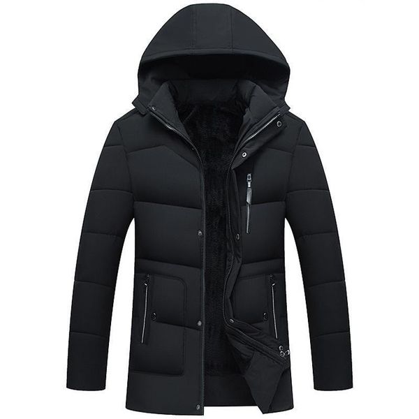 

detachable hat fashion hooded winter coat men thick warm mens winter jacket father's gift parka plus size 4xl multi-pocket coats, Tan;black