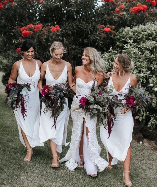 

сексуальный глубокий v-образный вырез bodycon длинные белые платья для подружек невесты плюс размер robes de soirée сексуальная спандекс дли, White;pink