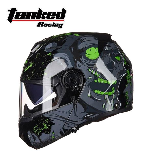 

2018 new germany tanked racing ece flip up motorcycle helmet double lens open face motorbike helmets of abs and pc lens visor