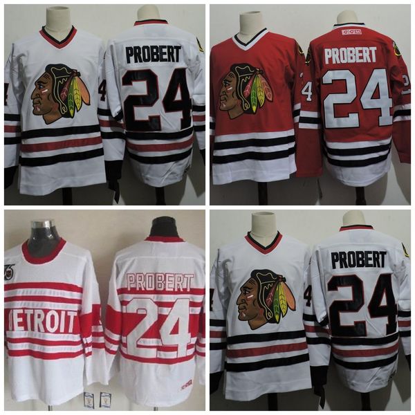 

чикаго блэкхокс 24 боб проберт 1996 red white hockey jerseys vintage боб проберт детройт ред уингз 1993 скк 75-й дешевый джерси, Black;red