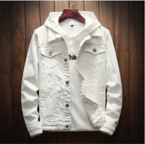 

new spring autumn casual denim jacket men fashion streetwear white jacket cotton students cowboy lovers jean coat solid wash, Black;white