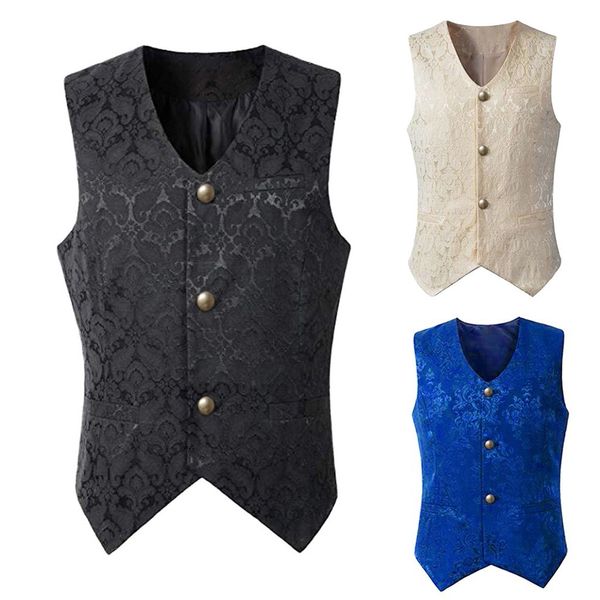 

men's fashion punk retro short vests overcoat outwear button tailcoat vests single breasted spring autumn and winter 7.29, Black;white
