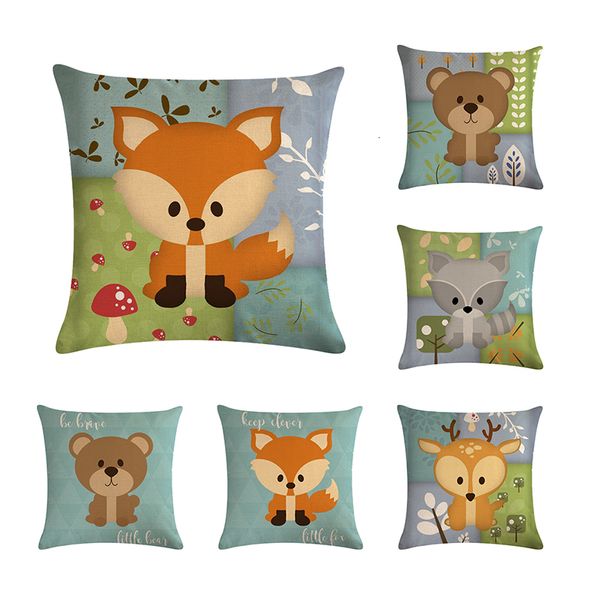 

мода стиль высокого качества home decor подушка декоративные мультфильм foxs медведь олень енот печатные throw pillowcase cojines
