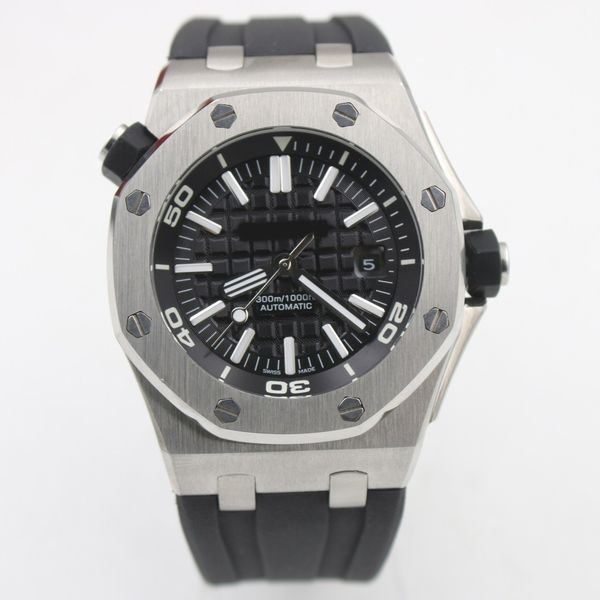 

watch men 42mm Automatic machinery watch sweeping movement False watch silicone Strap clock watches